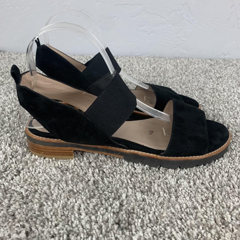 Stuart Weitzman Sandals Womens Size 8.5 Black Suede Topical Strappy Slingback - Picture 2 of 8